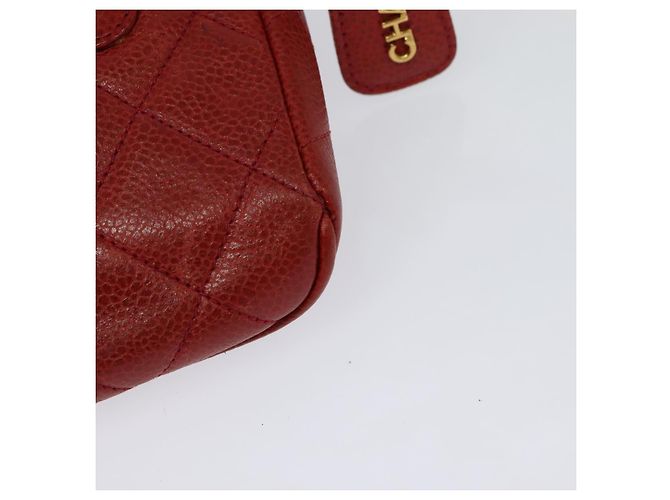 CHANEL Borsa a vita Matelassé Pelle Caviar Rossa Oro CC Auth BD2190 Rosso D'oro - vista 18