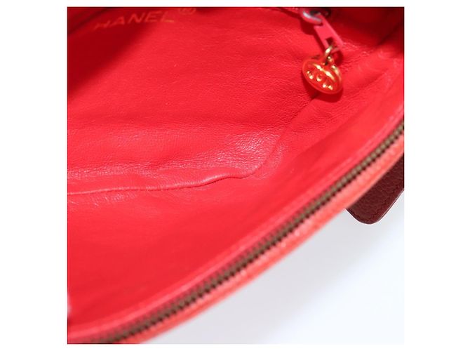 CHANEL Borsa a vita Matelassé Pelle Caviar Rossa Oro CC Auth BD2190 Rosso D'oro - vista 21