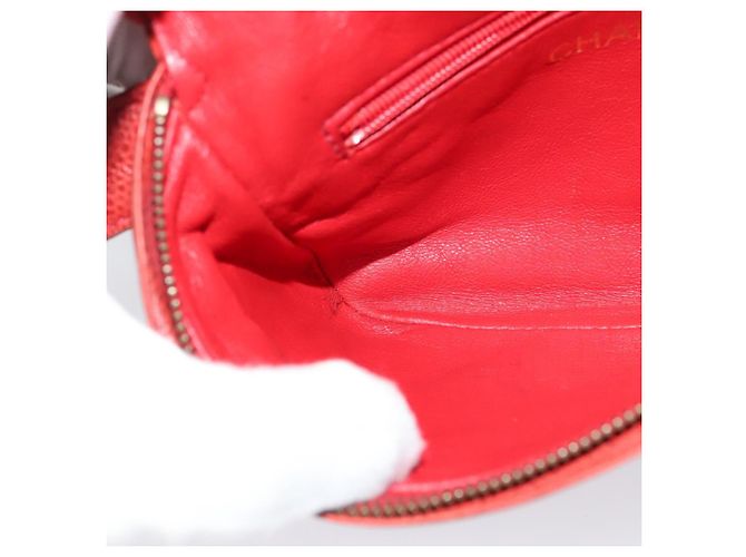 CHANEL Borsa a vita Matelassé Pelle Caviar Rossa Oro CC Auth BD2190 Rosso D'oro - vista 22