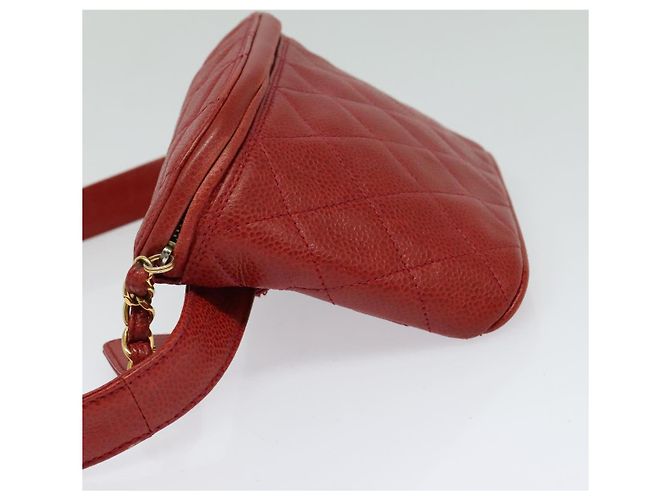 CHANEL Borsa a vita Matelassé Pelle Caviar Rossa Oro CC Auth BD2190 Rosso D'oro - vista 3