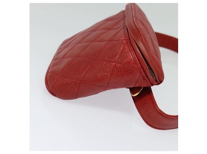 CHANEL Borsa a vita Matelassé Pelle Caviar Rossa Oro CC Auth BD2190 Rosso D'oro - vista 4