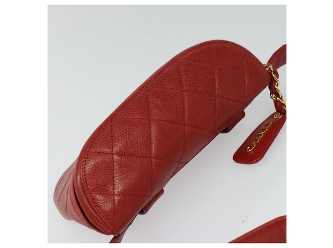 CHANEL Borsa a vita Matelassé Pelle Caviar Rossa Oro CC Auth BD2190 Rosso D'oro - vista 6