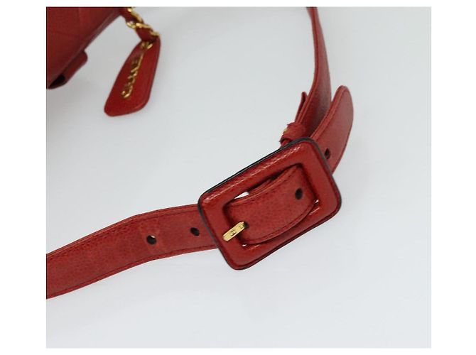 CHANEL Borsa a vita Matelassé Pelle Caviar Rossa Oro CC Auth BD2190 Rosso D'oro - vista 7