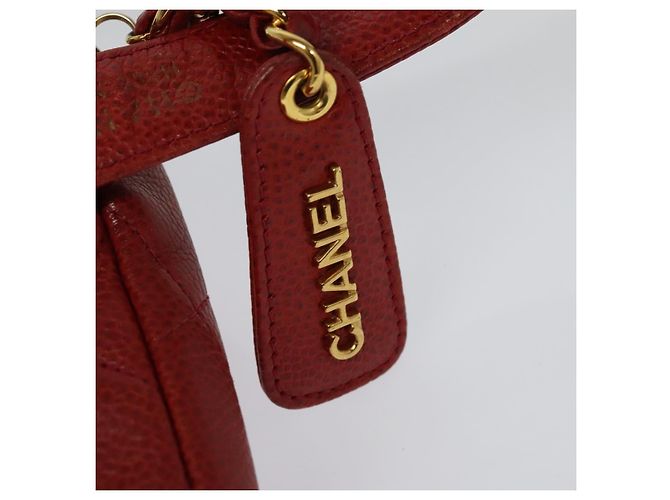 CHANEL Borsa a vita Matelassé Pelle Caviar Rossa Oro CC Auth BD2190 Rosso D'oro - vista 9