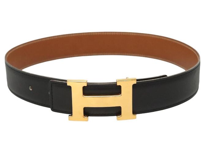 Hermès Cintura in pelle HERMES Constance 22,8""-24,8"" Nero Oro Auth BD2074 D'oro - vista 2