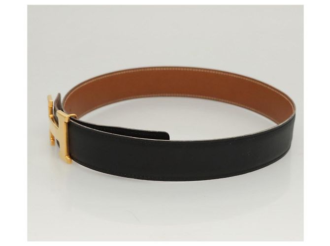Hermès Cintura in pelle HERMES Constance 22,8""-24,8"" Nero Oro Auth BD2074 D'oro - vista 4