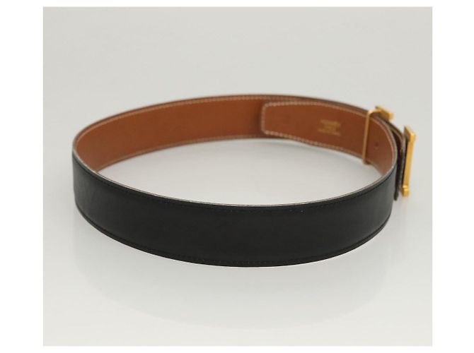 Hermès Cintura in pelle HERMES Constance 22,8""-24,8"" Nero Oro Auth BD2074 D'oro - vista 5