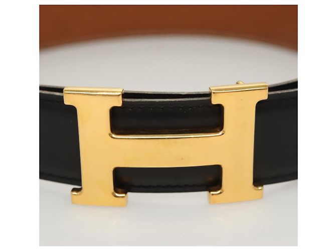 Hermès Cintura in pelle HERMES Constance 22,8""-24,8"" Nero Oro Auth BD2074 D'oro - vista 6