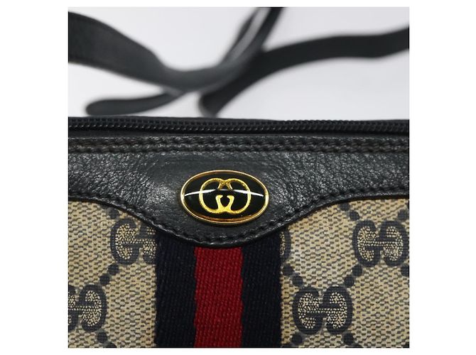 GUCCI GG Supreme Sherry Line Borsa a Spalla PVC Blu Navy Oro 89 02 018 Auth 125200 D'oro - vista 17