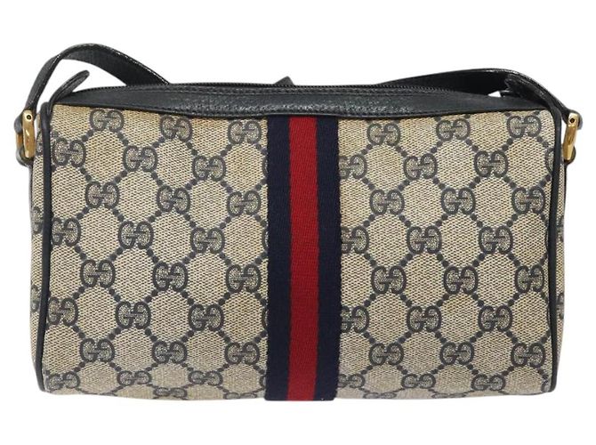 GUCCI GG Supreme Sherry Line Borsa a Spalla PVC Blu Navy Oro 89 02 018 Auth 125200 D'oro - vista 2