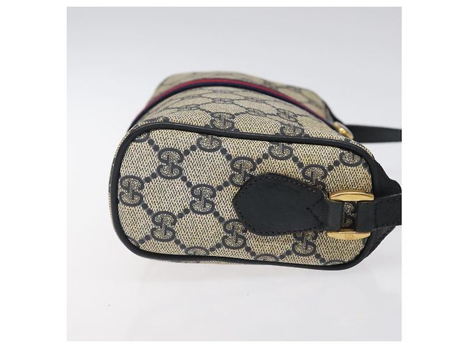 GUCCI GG Supreme Sherry Line Borsa a Spalla PVC Blu Navy Oro 89 02 018 Auth 125200 D'oro - vista 3