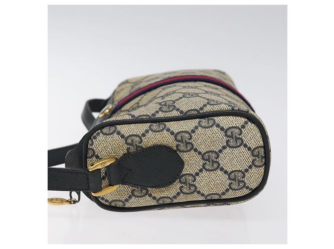 GUCCI GG Supreme Sherry Line Borsa a Spalla PVC Blu Navy Oro 89 02 018 Auth 125200 D'oro - vista 4