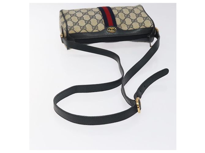 GUCCI GG Supreme Sherry Line Borsa a Spalla PVC Blu Navy Oro 89 02 018 Auth 125200 D'oro - vista 7