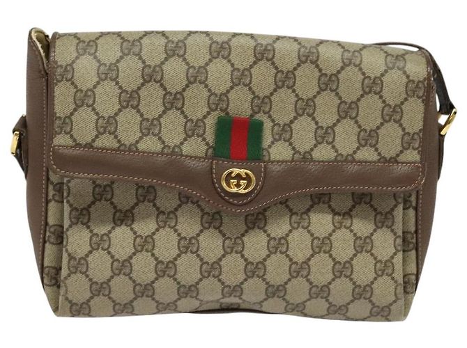 GUCCI GG Supreme Web Sherry Line Borsa PVC Beige Oro 164 02 084 Auth ep9049 D'oro - vista 13