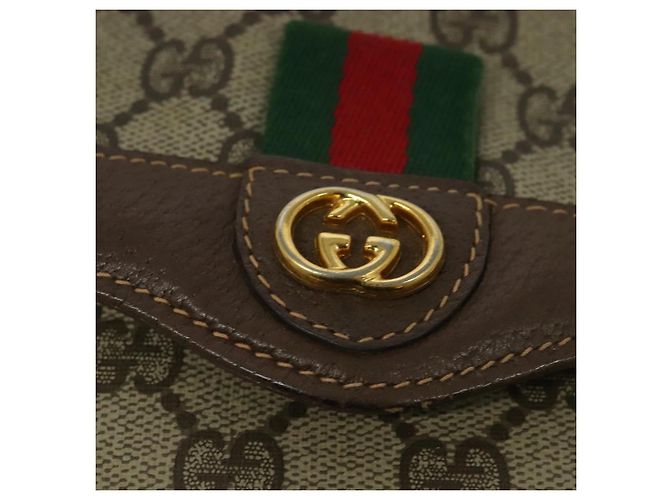 GUCCI GG Supreme Web Sherry Line Borsa PVC Beige Oro 164 02 084 Auth ep9049 D'oro - vista 17