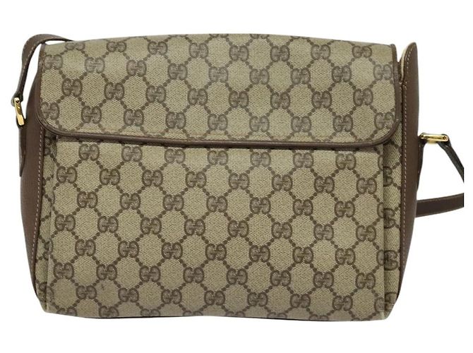 GUCCI GG Supreme Web Sherry Line Borsa PVC Beige Oro 164 02 084 Auth ep9049 D'oro - vista 2