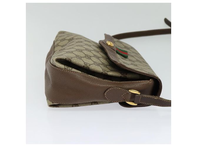 GUCCI GG Supreme Web Sherry Line Borsa PVC Beige Oro 164 02 084 Auth ep9049 D'oro - vista 4
