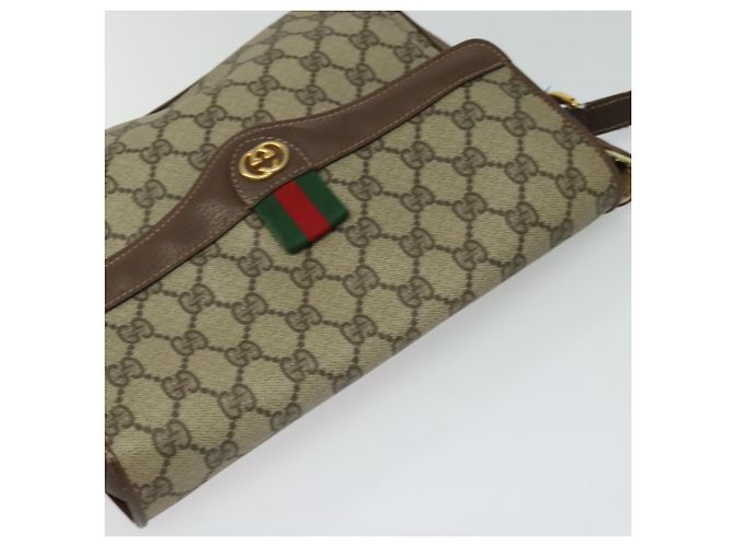 GUCCI GG Supreme Web Sherry Line Borsa PVC Beige Oro 164 02 084 Auth ep9049 D'oro - vista 6