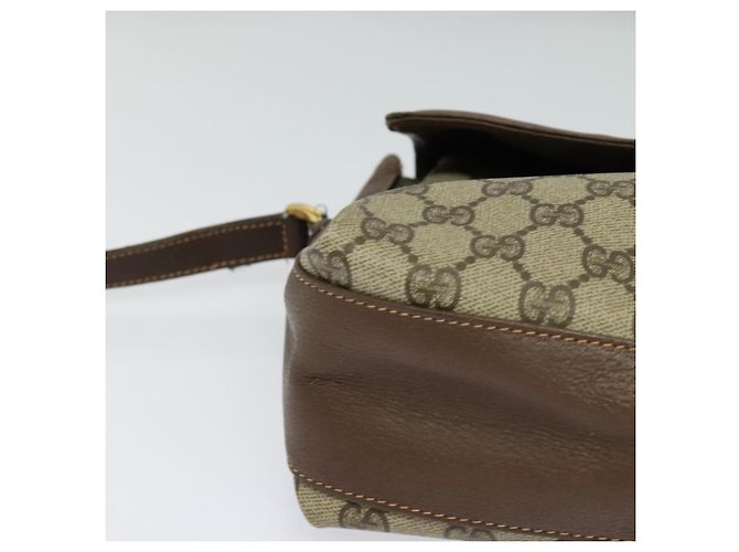 GUCCI GG Supreme Web Sherry Line Borsa PVC Beige Oro 164 02 084 Auth ep9049 D'oro - vista 9