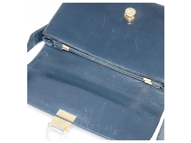 Céline Borsa a spalla CELINE in pelle blu navy e oro Auth bs25995 D'oro - vista 10