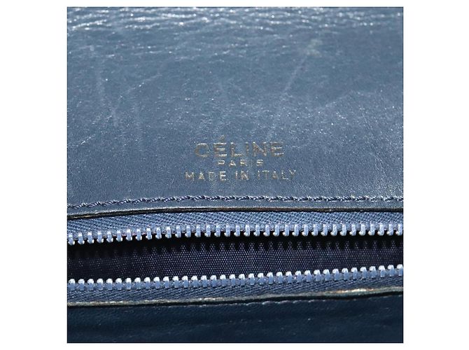 Céline Borsa a spalla CELINE in pelle blu navy e oro Auth bs25995 D'oro - vista 18