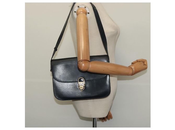 Céline Borsa a spalla CELINE in pelle blu navy e oro Auth bs25995 D'oro - vista 23
