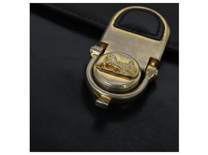 Céline Borsa a spalla CELINE in pelle blu navy e oro Auth bs25995 D'oro - vista 9