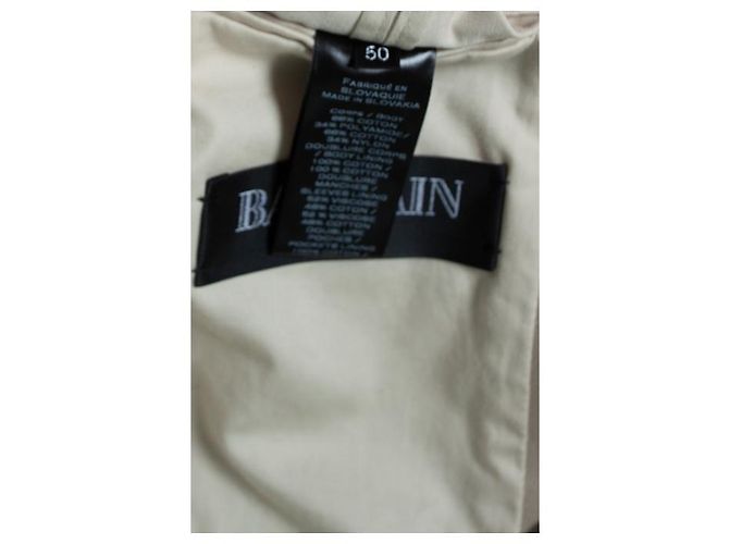 Balmain, Trench coat militar de algodón beige - vista 5