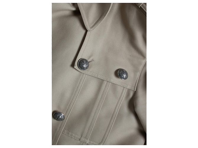 Balmain, Trench coat militar de algodón beige - vista 7