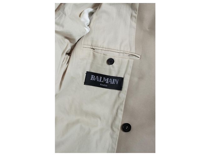 Balmain, Trench coat militar de algodón beige - vista 8