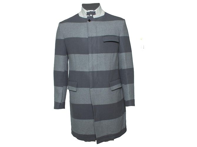 Abrigo de lana a rayas en gris de Thom Browne - vista 2