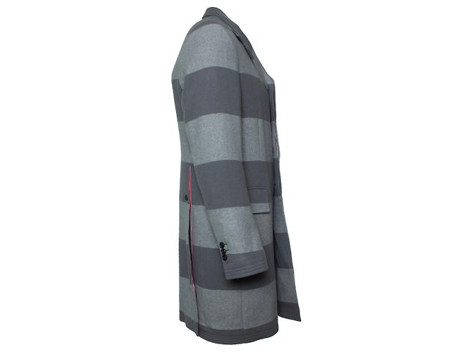 Abrigo de lana a rayas en gris de Thom Browne - vista 5