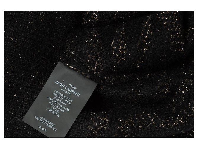 Saint Laurent, Rundhals-Pullover aus schwarzem und goldenem Jacquard 2018 - Ansicht 5