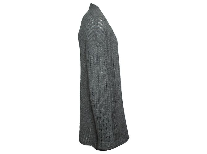 Autre Marque Sig. P., Cardigan lavorato a maglia con tasche in grigio - vista 2