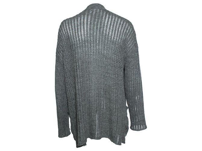 Autre Marque Sig. P., Cardigan lavorato a maglia con tasche in grigio - vista 3