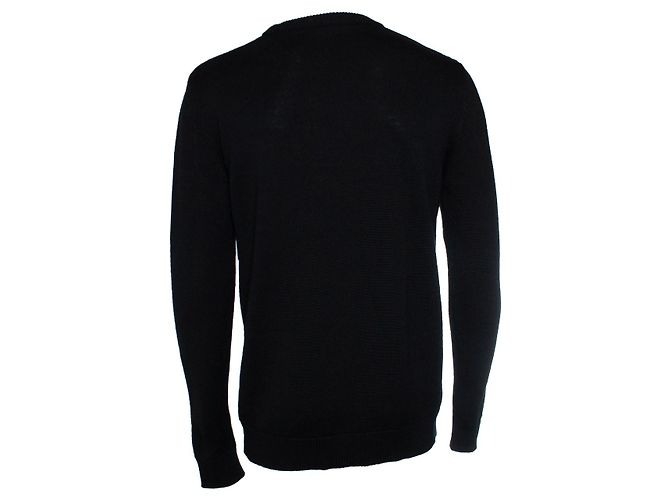 Balmain, suéter de malha de merino com logo em preto - vista 2