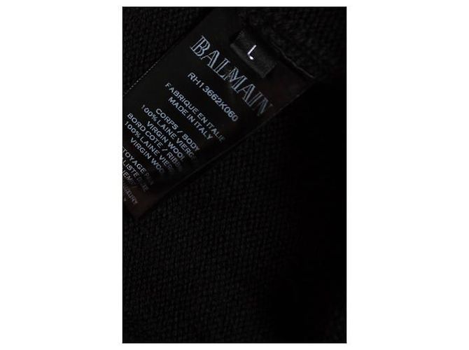 Balmain, suéter de malha de merino com logo em preto - vista 5