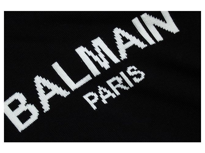 Balmain, suéter de malha de merino com logo em preto - vista 7