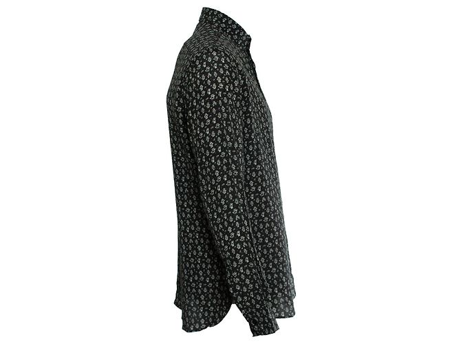 Camisa de seda negra con estampado de robot Saint Laurent Negro - vista 2