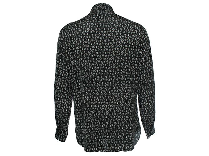Camisa de seda negra con estampado de robot Saint Laurent Negro - vista 3