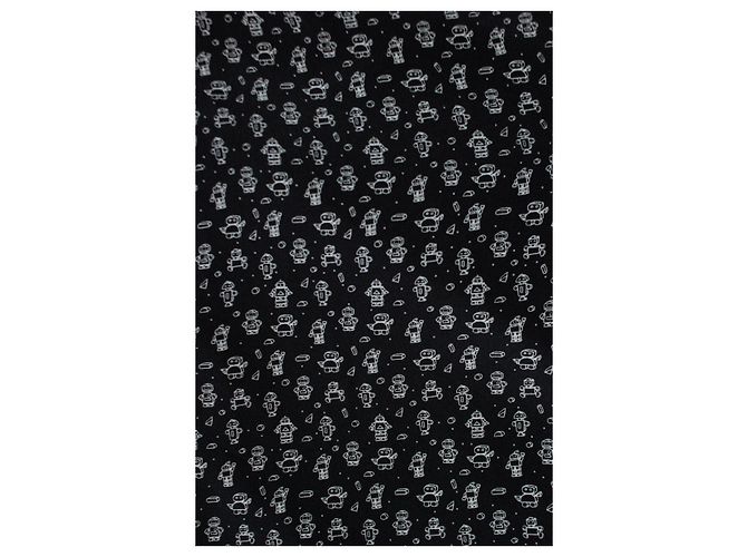 Camisa de seda negra con estampado de robot Saint Laurent Negro - vista 7