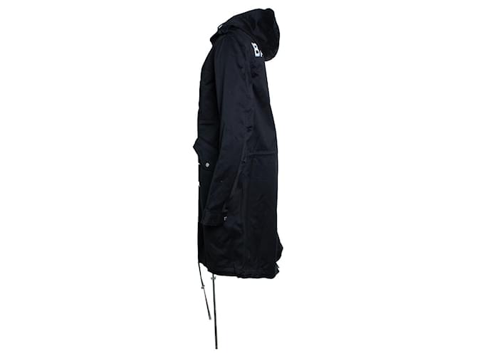 Balmain, parka con capucha negra de algodón Negro - vista 3