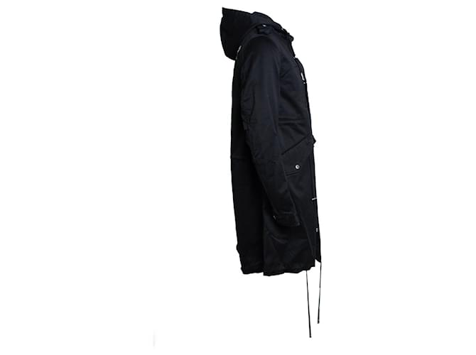 Balmain, parka con capucha negra de algodón Negro - vista 4