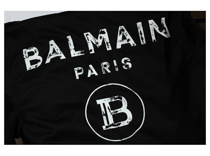 Balmain, parka con capucha negra de algodón Negro - vista 6