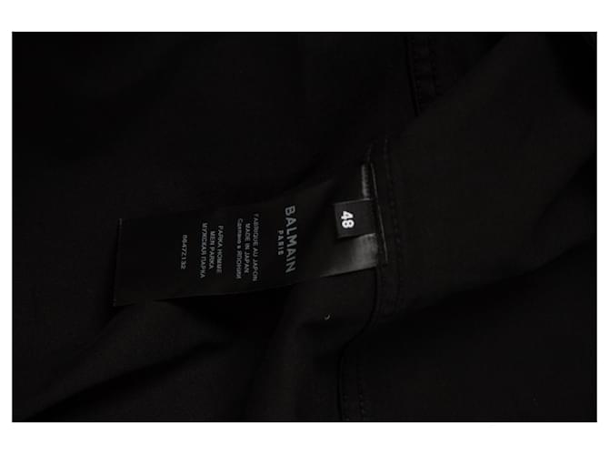 Balmain, parka con capucha negra de algodón Negro - vista 7