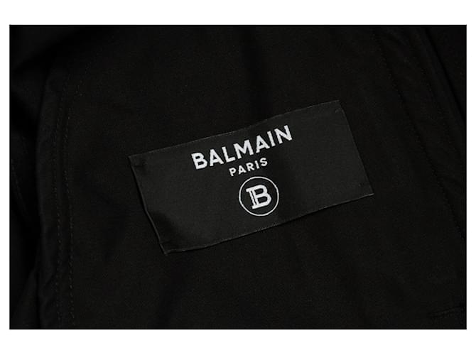 Balmain, parka con capucha negra de algodón Negro - vista 8