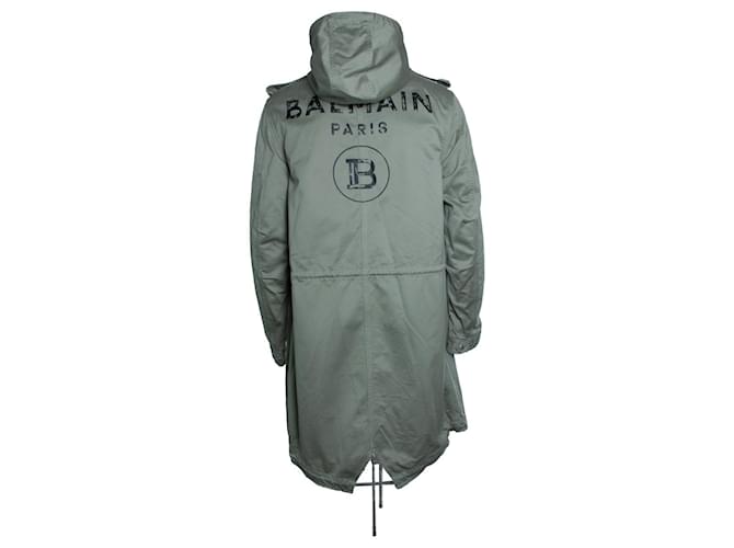 Balmain, parka con capucha de algodón verde - vista 2