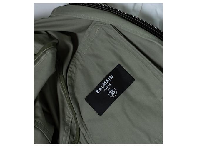 Balmain, parka con capucha de algodón verde - vista 7