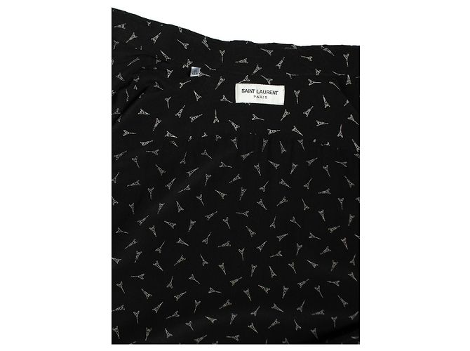 Saint Laurent, camicia nera con stampa della torre Eiffel Nero - vista 5