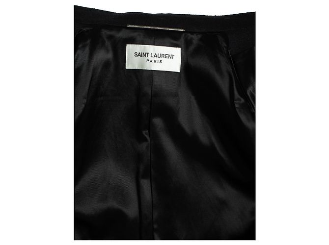 Saint Laurent, schwarzer Mantel 2020 mit militärischen Details - Ansicht 5